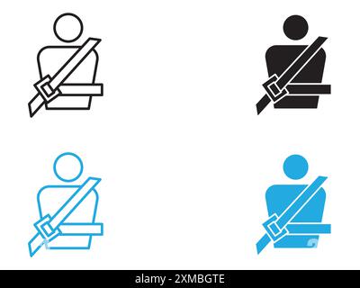 Safety belt icon vector line logo mark or symbol set collection outline style Stock Vector