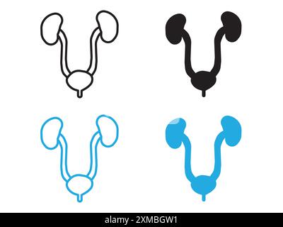 Urinary system icon vector line logo mark or symbol set collection outline style Stock Vector