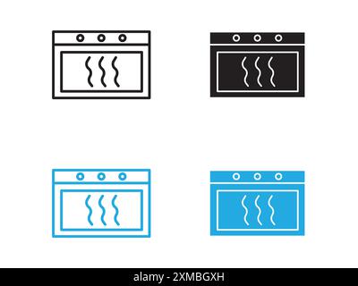 Oven icon vector line logo mark or symbol set collection outline style Stock Vector