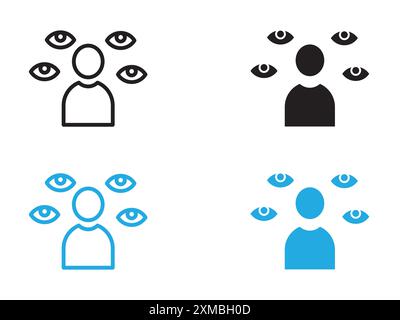 Paranoia icon vector line logo mark or symbol set collection outline style Stock Vector