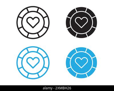 poker chip icon vector line logo mark or symbol set collection outline style Stock Vector