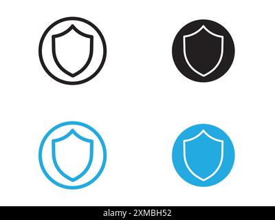 Shield icon vector line logo mark or symbol set collection outline style Stock Vector