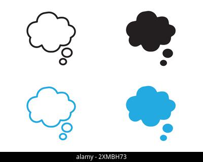 Thinking bubble icon vector line logo mark or symbol set collection outline style Stock Vector