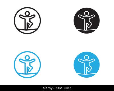 Tightrope walker icon vector line logo mark or symbol set collection outline style Stock Vector
