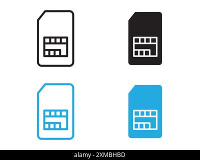Sim card icon vector line logo mark or symbol set collection outline style Stock Vector