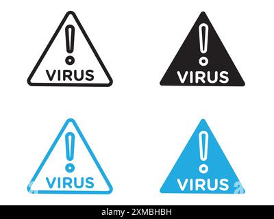 Virus Warning Alert icon vector line logo mark or symbol set collection outline style Stock Vector