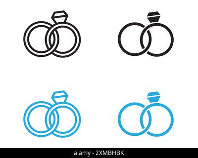 Wedding ring icon vector line logo mark or symbol set collection outline style Stock Vector