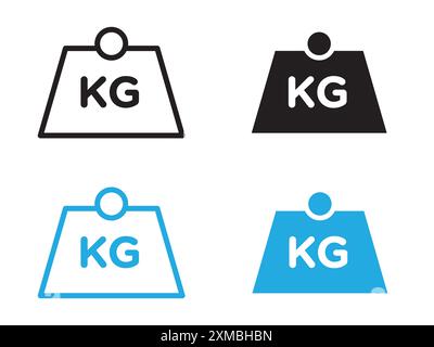 Weight kilogram icon vector line logo mark or symbol set collection outline style Stock Vector