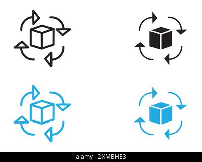 Supply chain process icon vector line logo mark or symbol set collection outline style Stock Vector