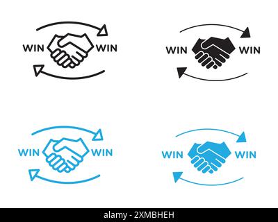 Win-win business deal icon vector line logo mark or symbol set collection outline style Stock Vector