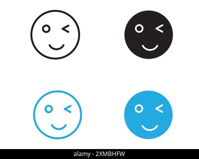 Winking eye icon vector line logo mark or symbol set collection outline style Stock Vector