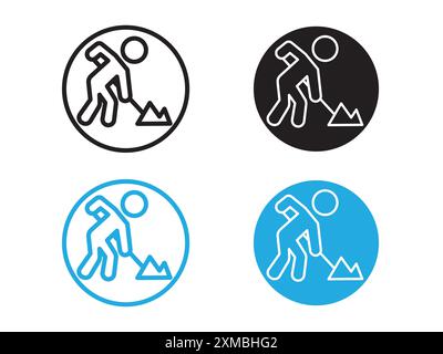 Worker digging icon vector line logo mark or symbol set collection outline style Stock Vector