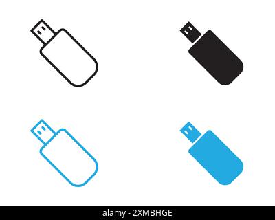 Usb stick icon vector line logo mark or symbol set collection outline style Stock Vector