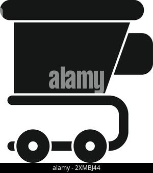 Black silhouette icon of a mining cart used for transporting coal or minerals Stock Vector
