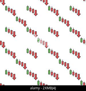 Downtrend Candlestick Chart vector financial charts concept colored seamless pattern Stock Vector