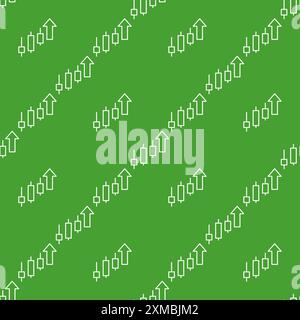 Uptrend Candlestick Chart vector concept seamless pattern in outline style Stock Vector
