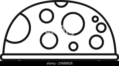 Line art icon of the moon surface showing craters of different sizes Stock Vector