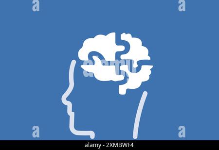 Brain puzzle human pieces mental health illustration Stock Vector