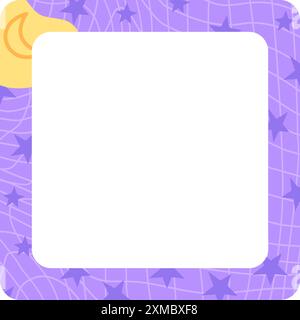 Purple memo card with stars. Stock vector illustration in flat cartoon style. School planner sticker. Stock Vector
