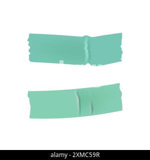 Green sticker, scotch tape, duct tape. vector illustration isolated Stock Vector