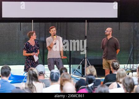 Polish actor Artur Paczesny, center, introduced film Next to nothing (Tyle co nic) at the 50th Summer film School on 26 July 2024 in Uherske Hradiste, Stock Photo