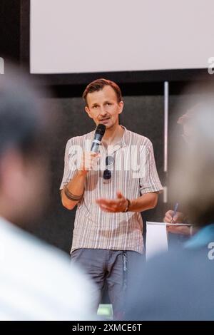 Polish actor Artur Paczesny introduced film Next to nothing (Tyle co nic) at the 50th Summer film School on 26 July 2024 in Uherske Hradiste, Czech Re Stock Photo