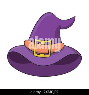 Purple witch hat with a gold belt as an accent Stock Vector
