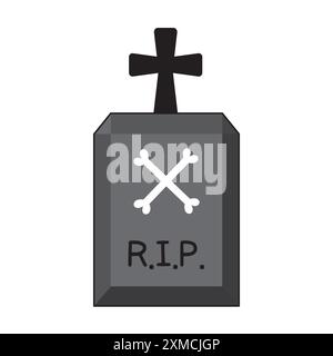 R.I.P. with black cross and bones on it Stock Vector