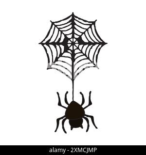 Spider hanging upside down on a spider web Stock Vector