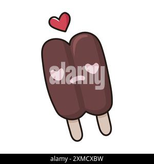 Ssangssang-bar, a Korean chocolate ice cream that is split in half Stock Vector