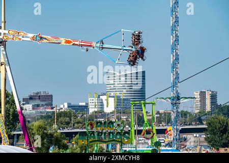 The Rhine Fair in Duesseldorf, in the Rhine meadows in the Oberkassel ...