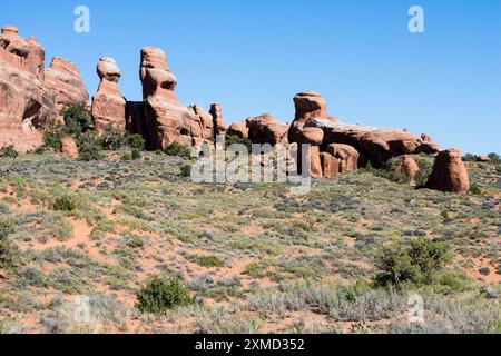 Scenic views along the Devils Garden trail in Arches National Park - Utah, USA Stock Photo