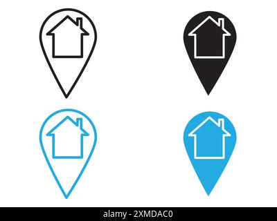 Address icon vector line logo mark or symbol set collection outline style Stock Vector
