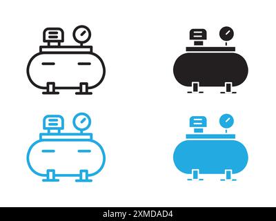 Air compressor pump icon vector line logo mark or symbol set collection outline style Stock Vector
