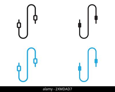 AUX cable icon vector line logo mark or symbol set collection outline style Stock Vector