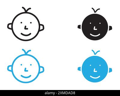 baby face icon vector line logo mark or symbol set collection outline style Stock Vector