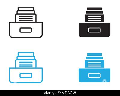 Archive folders icon vector line logo mark or symbol set collection outline style Stock Vector