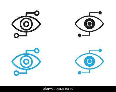 Bionic eye icon vector line logo mark or symbol set collection outline style Stock Vector