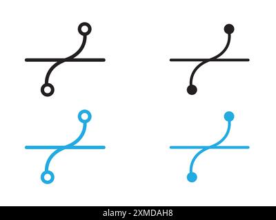 Bezier curve icon vector line logo mark or symbol set collection outline style Stock Vector