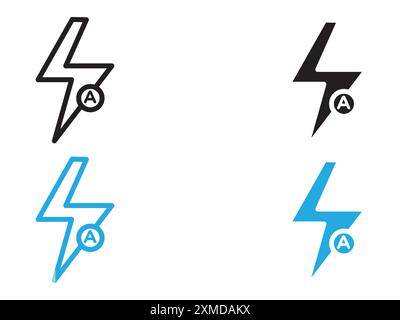 auto flash icon vector line logo mark or symbol set collection outline style Stock Vector
