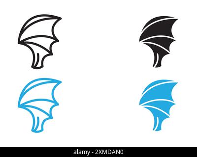 bat wing icon vector line logo mark or symbol set collection outline style Stock Vector