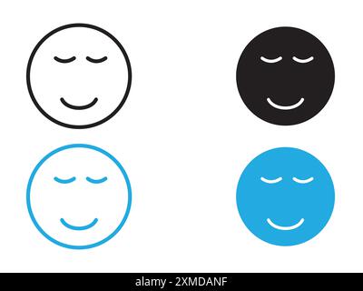 Calm Emoji icon logo sign vector outline in black and white color Stock ...