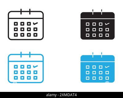 Calendar icon vector line logo mark or symbol set collection outline style Stock Vector