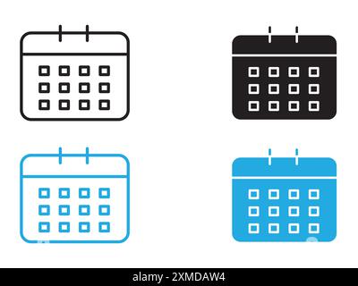 calendar icon (2) vector line logo mark or symbol set collection outline style Stock Vector