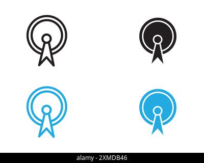 Broadcast Icon vector line logo mark or symbol set collection outline style Stock Vector