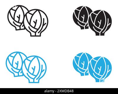Brussels sprouts Cabbage icon vector line logo mark or symbol set collection outline style Stock Vector