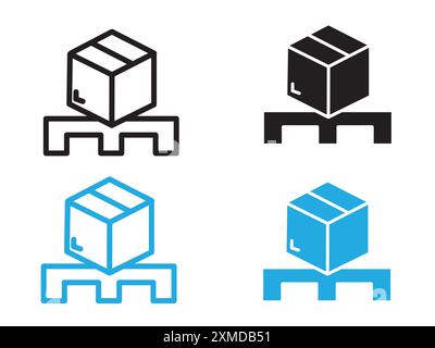 box on a pallet icon vector line logo mark or symbol set collection outline style Stock Vector