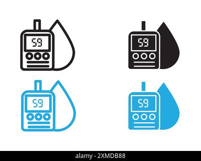 blood glucose icon vector line logo mark or symbol set collection outline style Stock Vector