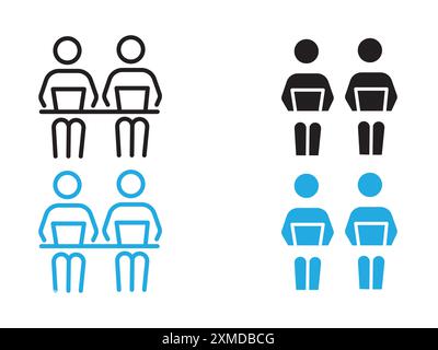 Coworking icon vector line logo mark or symbol set collection outline style Stock Vector