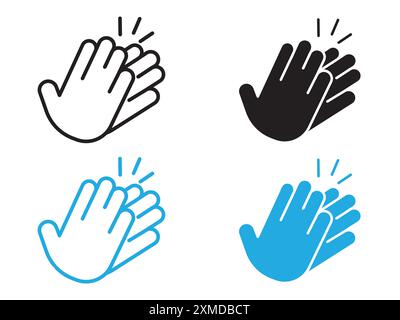 Clapping hand icon vector line logo mark or symbol set collection outline style Stock Vector